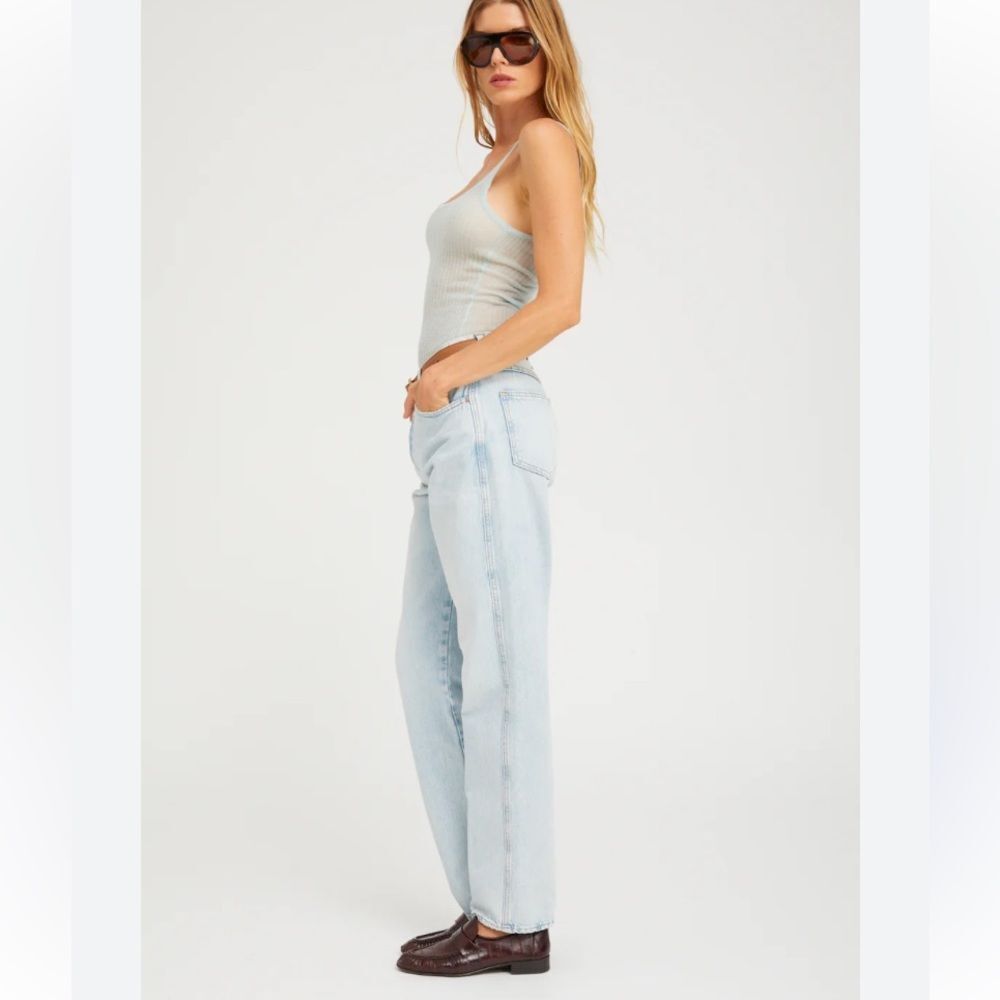 SPRWMN Jeans REVOLVE NEW Baggy Straight Leg High Waist Ultra Light Blue Size 28
